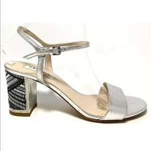 L.K. Bennett Mila Silver Leather Slingback Sandals